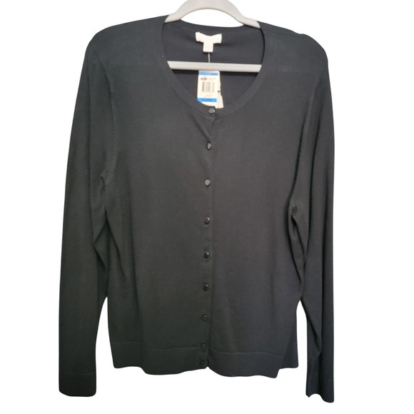 Charter Club Sweaters - Charter Club Cardigan Women XL Black Button Front Long Sleeve Knit Sweater NWT